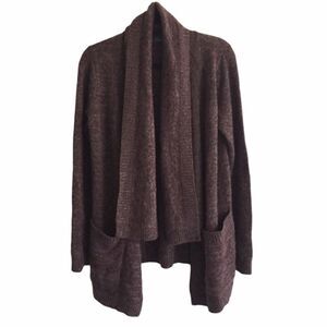 LINE THE LABEL KNITWEAR Cashmere Draped Open Chunky Cardigan Sweater Burgundy L